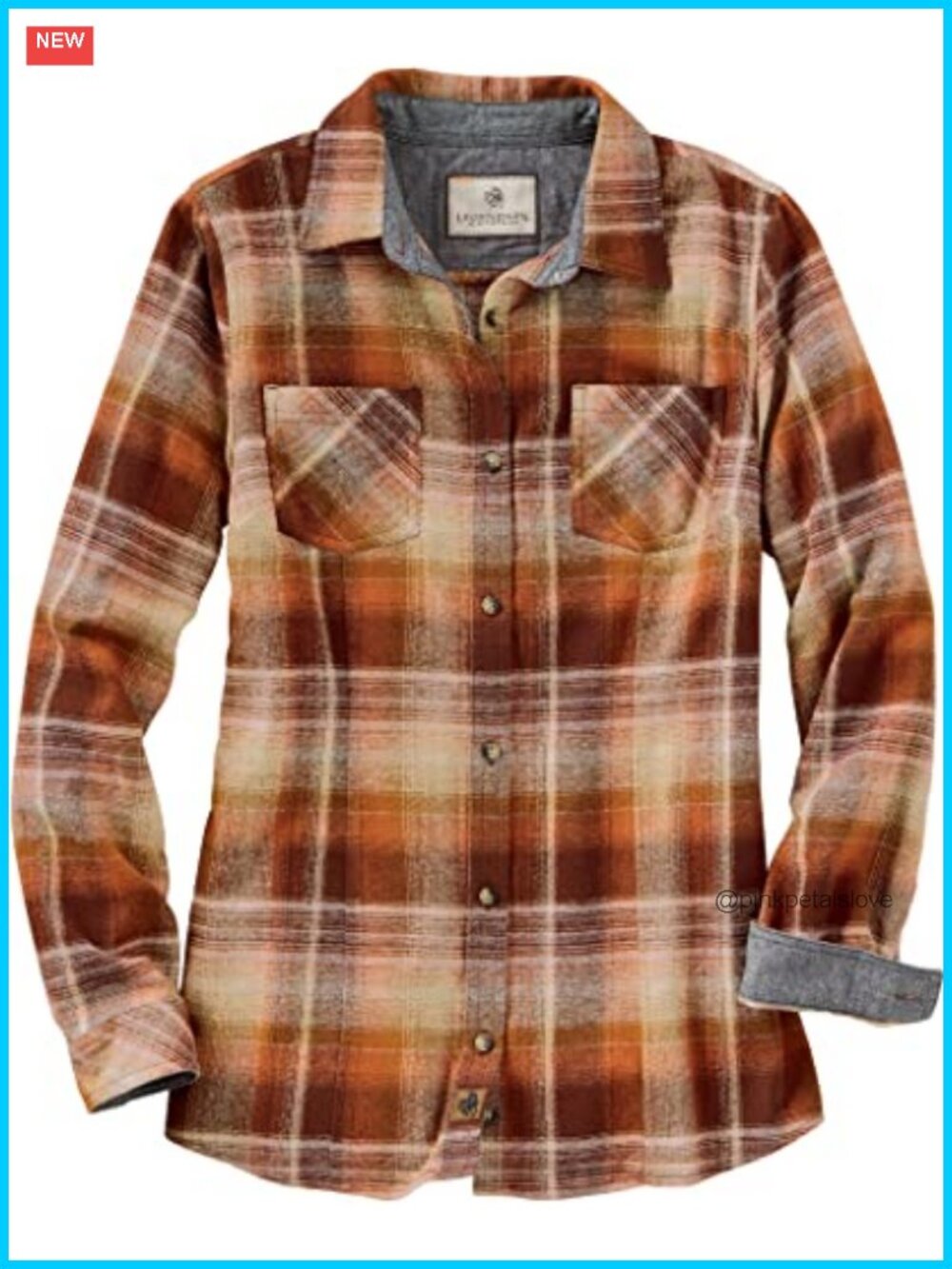 Womens 100% Cotton Flannel Button Up Long Sleeve Shirt Cottage Escape